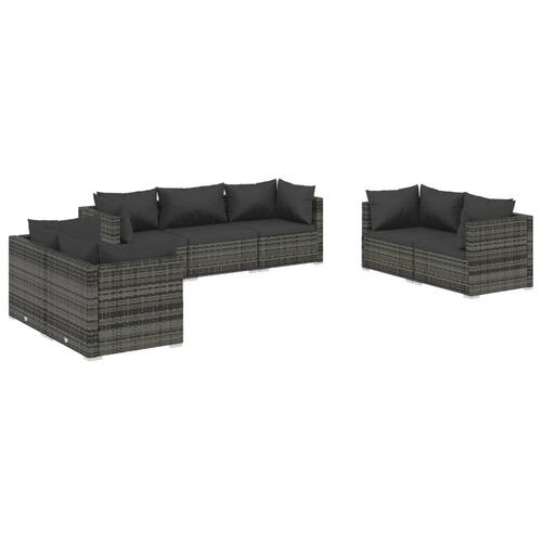 Loungesæt til haven 7 dele med hynder polyrattan grå