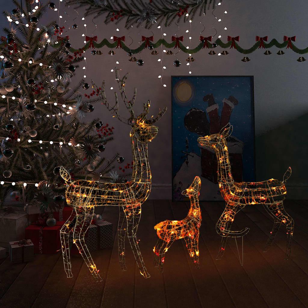 Juledekoration rensdyrfamilie 300 LED'er akryl flerfarvet