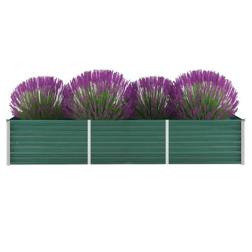 Forhøjet plantekasse 240x80x45 cm galvaniseret stål grøn
