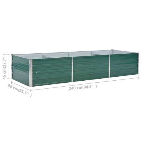 Forhøjet plantekasse 240x80x45 cm galvaniseret stål grøn