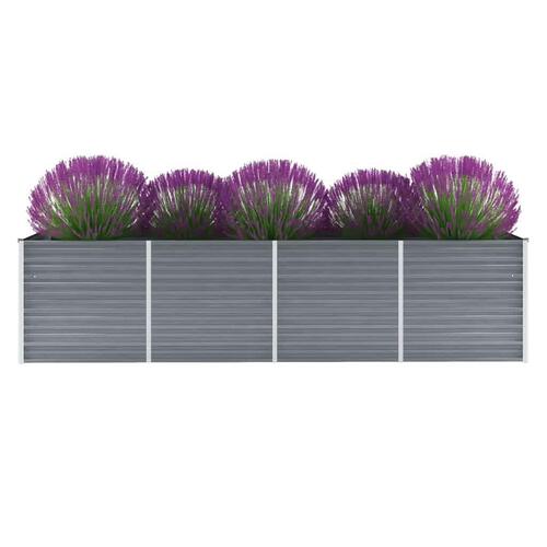 Forhøjet plantekasse 320x80x77 cm galvaniseret stål grå