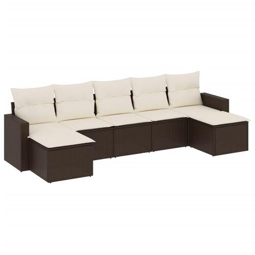 Sofasæt til haven 7 dele med hynder polyrattan brun