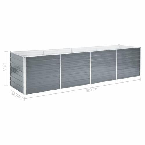 Forhøjet plantekasse 320x80x77 cm galvaniseret stål grå
