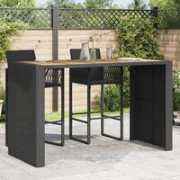 Havebord med akacietop 185x80x110 cm polyrattan sort