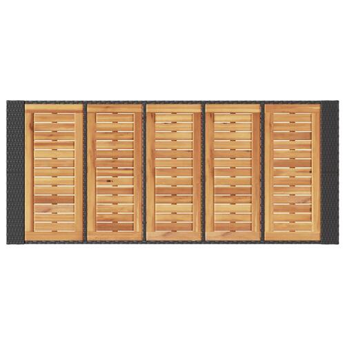 Havebord med akacietop 185x80x110 cm polyrattan sort