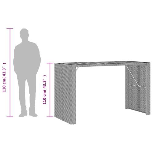 Havebord med akacietop 185x80x110 cm polyrattan sort