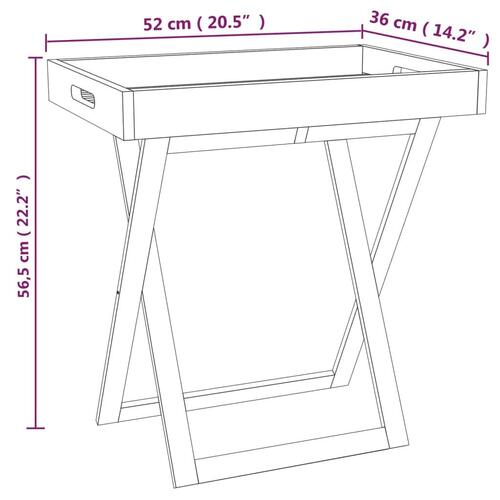 Foldbart bakkebord 52x36x56,5 cm massivt valnøddetræ