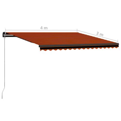 Foldemarkise manuel betjening 400x300 cm orange og brun