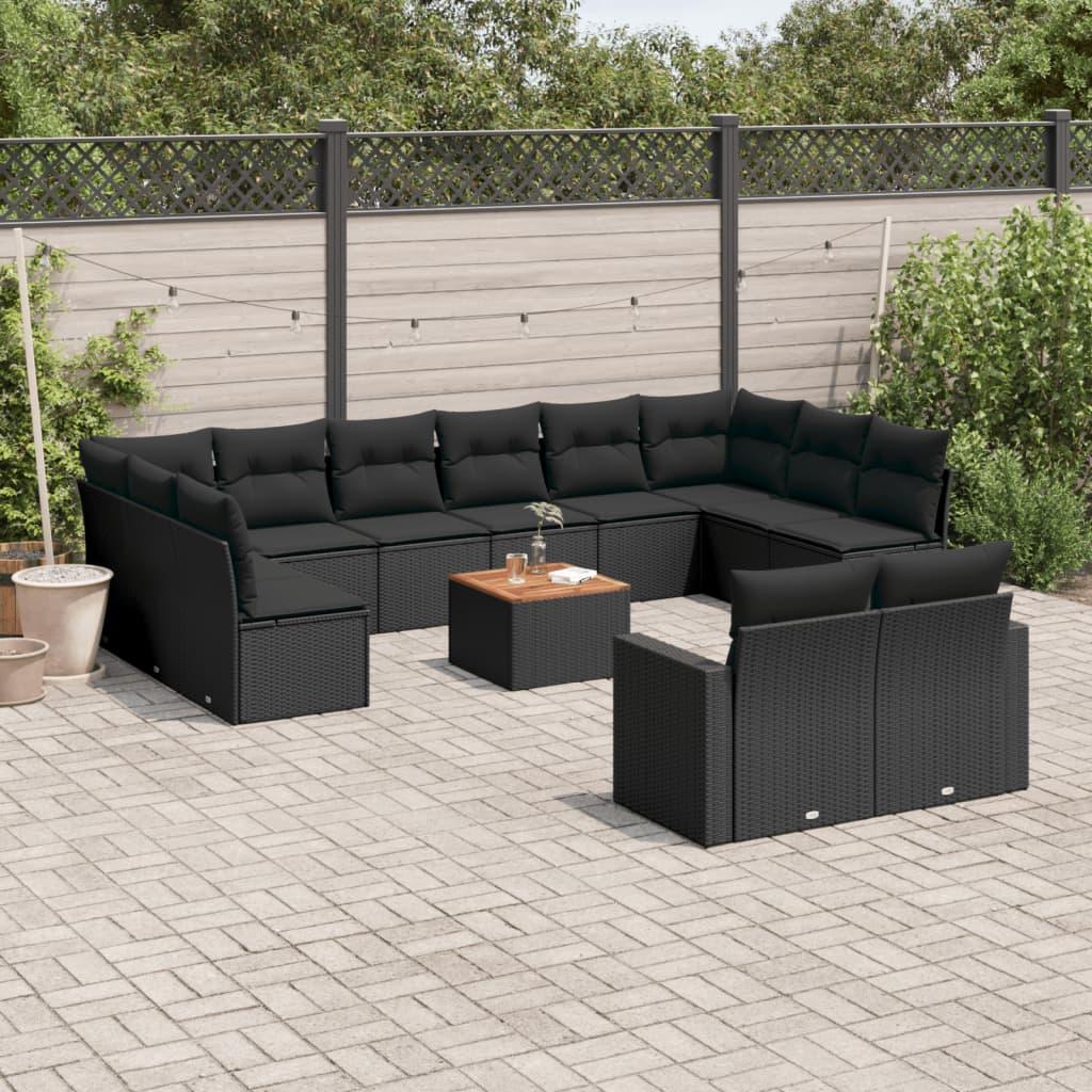 Sofasæt til haven 13 dele med hynder polyrattan sort