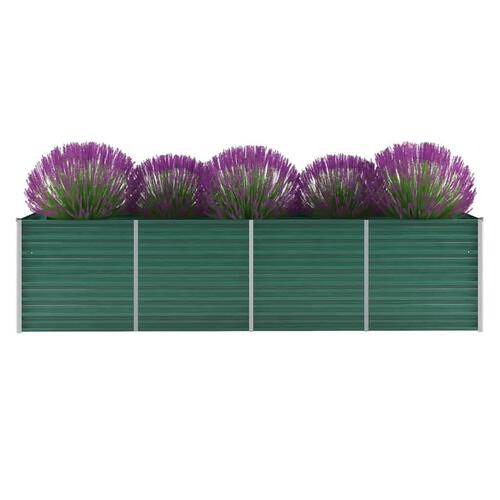 Forhøjet plantekasse 320x80x77 cm galvaniseret stål grøn