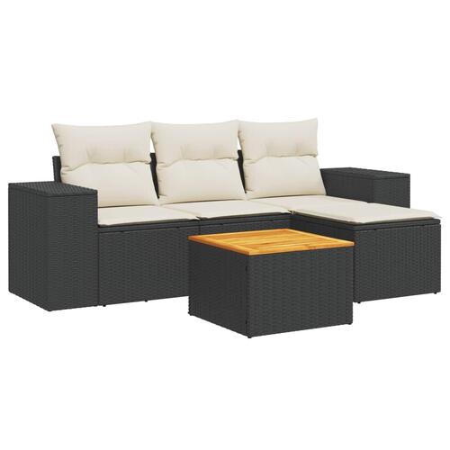 Sofasæt til haven 5 dele med hynder polyrattan sort