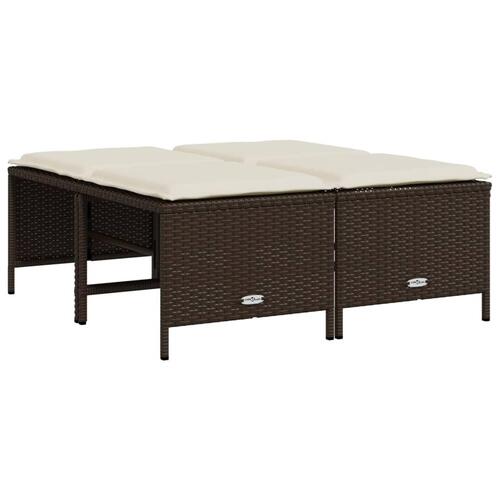 Haveskamler 4 stk. med hynder polyrattan brun