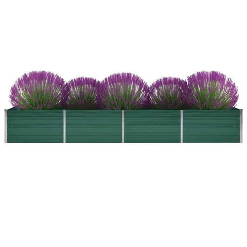 Forhøjet plantekasse 320x80x45 cm galvaniseret stål grøn