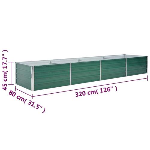 Forhøjet plantekasse 320x80x45 cm galvaniseret stål grøn
