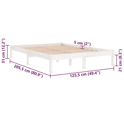 Sengestel 120x200 cm massivt fyrretræ hvid