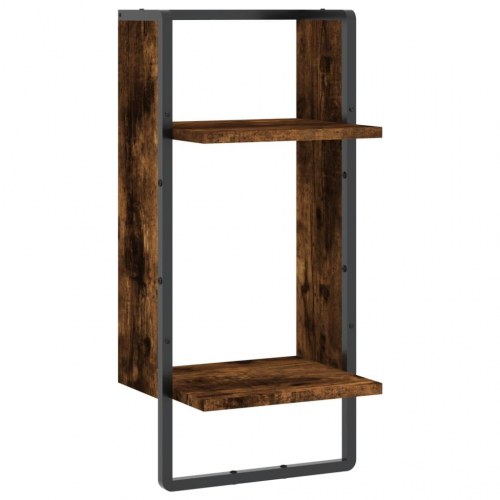Væghylde med stang 30x25x65 cm røget egetræsfarve