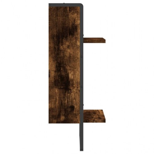Væghylde med stang 30x25x65 cm røget egetræsfarve
