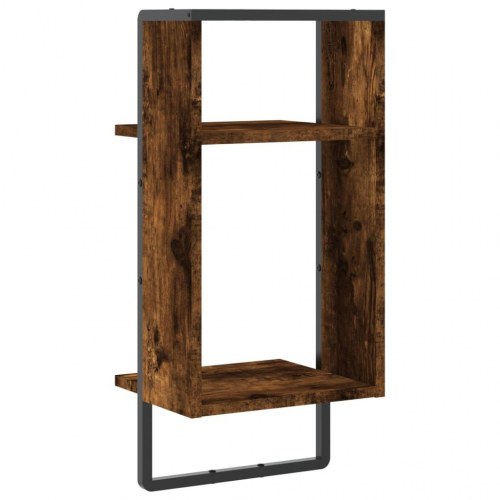Væghylde med stang 30x25x65 cm røget egetræsfarve