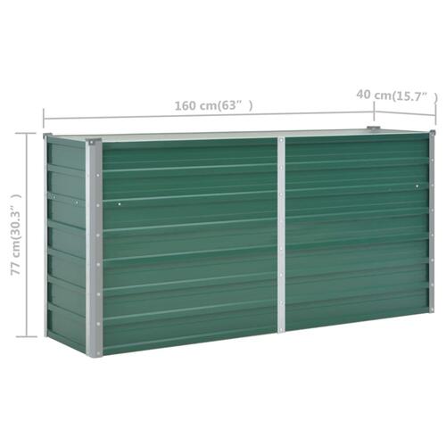 Forhøjet plantekasse 160x40x77 cm galvaniseret stål grøn