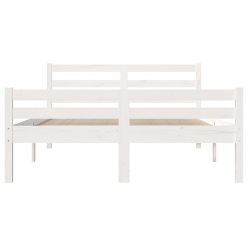 Sengeramme 150x200 cm King Size massivt fyrretræ hvid