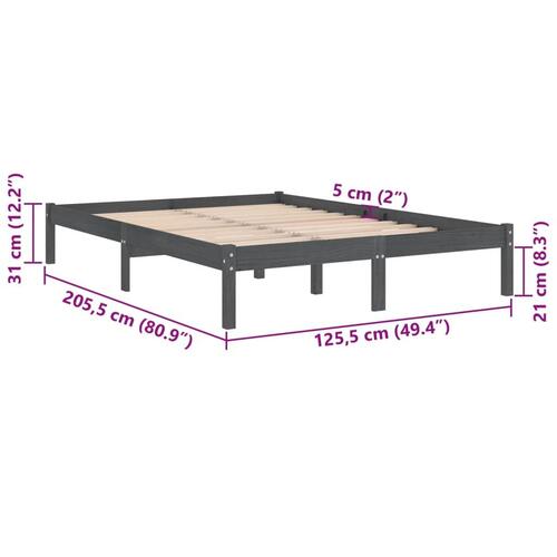 Sengestel 120x200 cm massivt fyrretræ grå