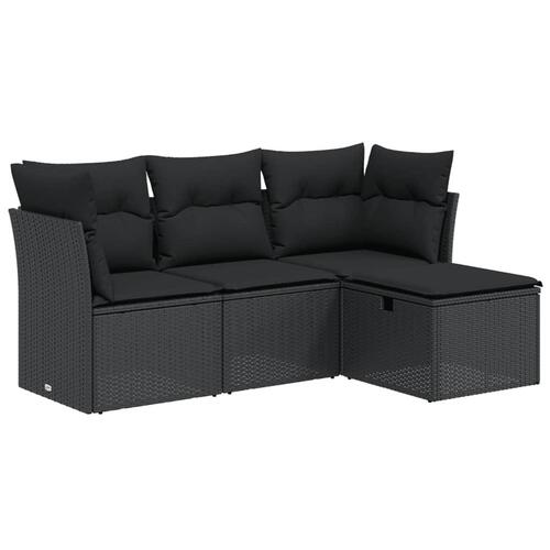 Sofasæt til haven 4 dele med hynder polyrattan sort