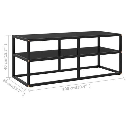 Tv-bord 100x40x40 cm glas sort