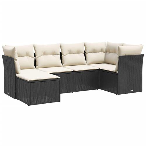 Sofasæt til haven 6 dele med hynder polyrattan sort