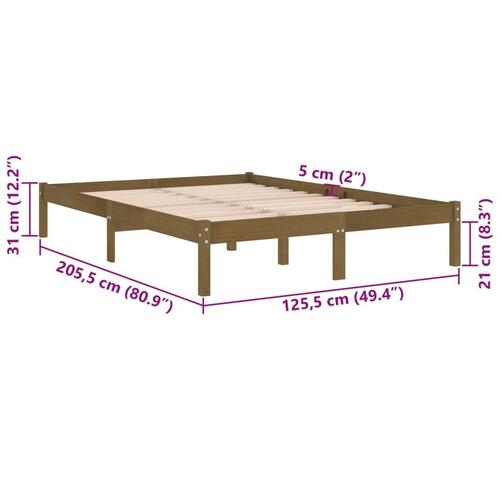 Sengestel 120x200 cm massivt fyrretræ gyldenbrun