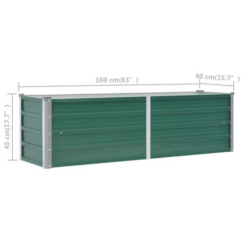 Forhøjet plantekasse 160x40x45 cm galvaniseret stål grøn