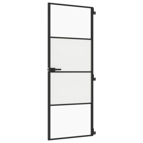 Dør 76x201,5 cm hærdet glas og aluminium sort