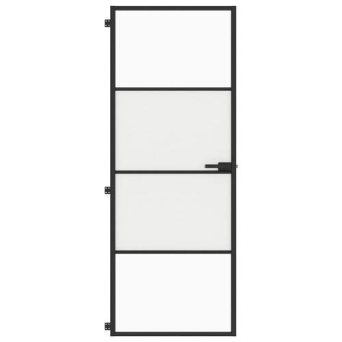 Dør 76x201,5 cm hærdet glas og aluminium sort