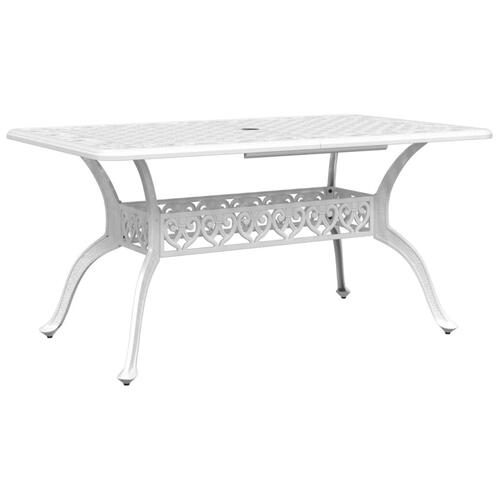 Havebord 150x90x72 cm støbt aluminium hvid