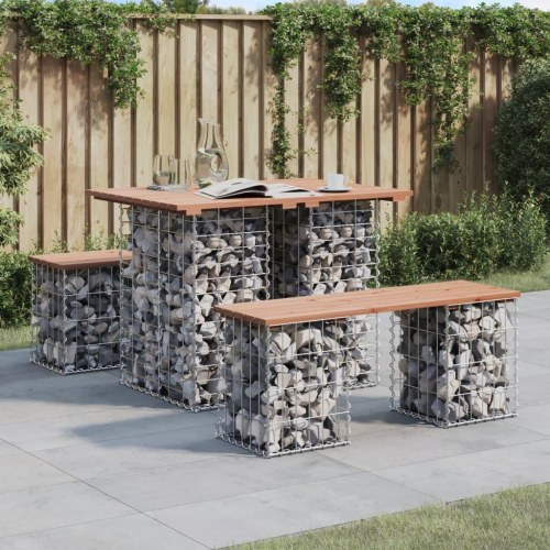Havebord i gabiondesign 100 × 70 × 72 cm - massivt Douglas-træ