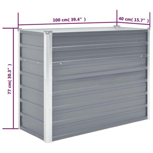Forhøjet plantekasse 100x40x77 cm galvaniseret stål grå