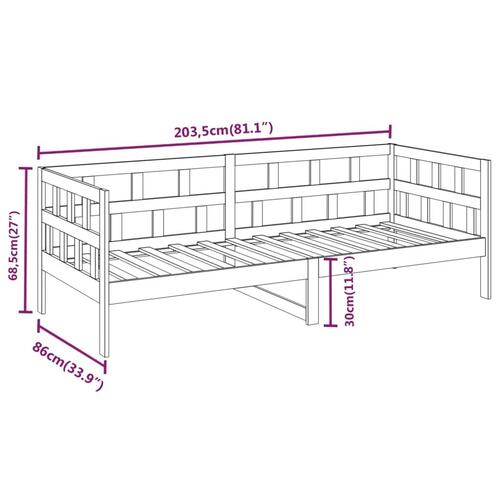 Daybed 80x200 cm massivt fyrretræ