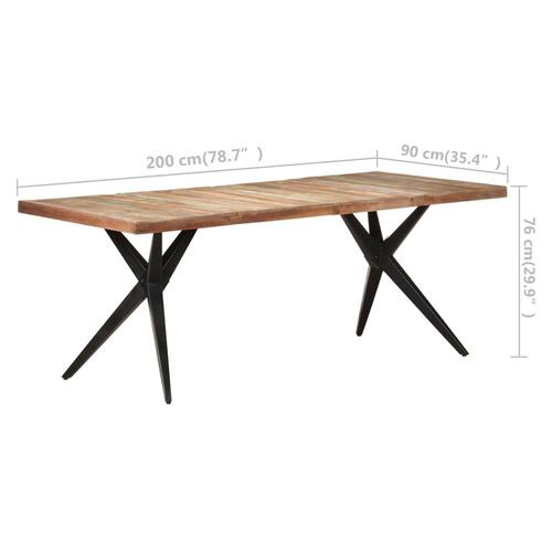 Spisebord 200x90x76 cm massivt genbrugstræ