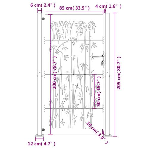 Havelåge 105x205 cm cortenstål bambusdesign
