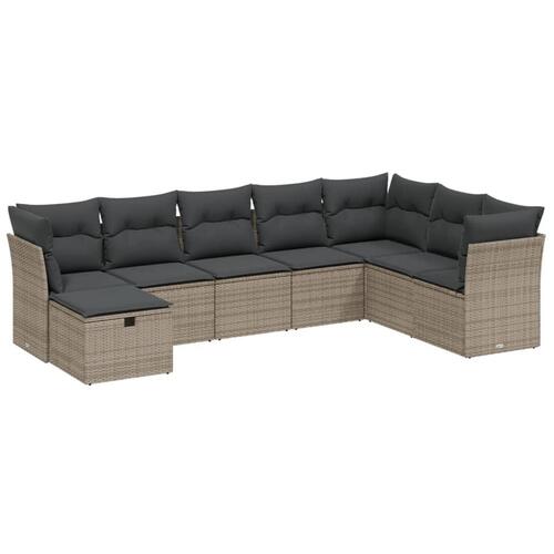Sofasæt til haven 8 dele med hynder polyrattan grå