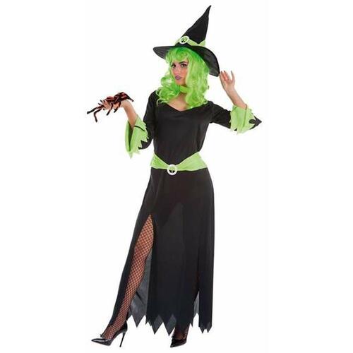 Kostume til voksne Heks Grøn M/L (2 Dele)