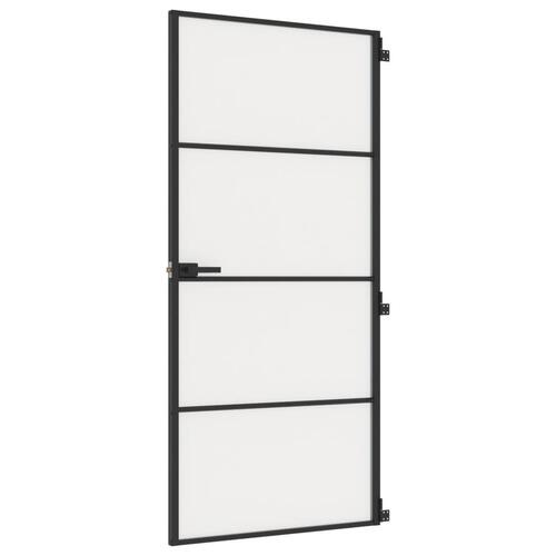 Dør 93x201,5 cm hærdet glas og aluminium sort