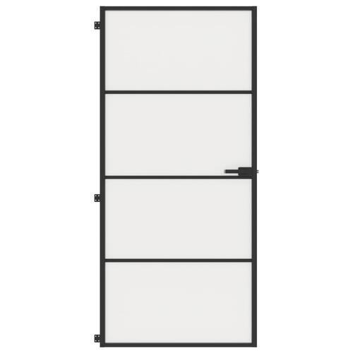 Dør 93x201,5 cm hærdet glas og aluminium sort