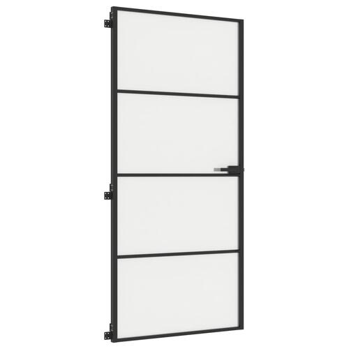 Dør 93x201,5 cm hærdet glas og aluminium sort