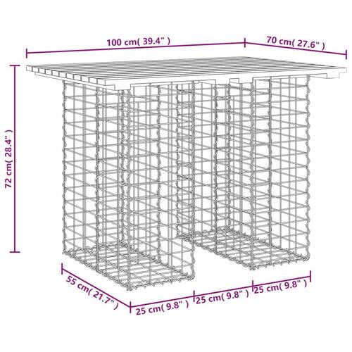 Havebænk med gabiondesign 100x70x72 cm massivt fyrretræ