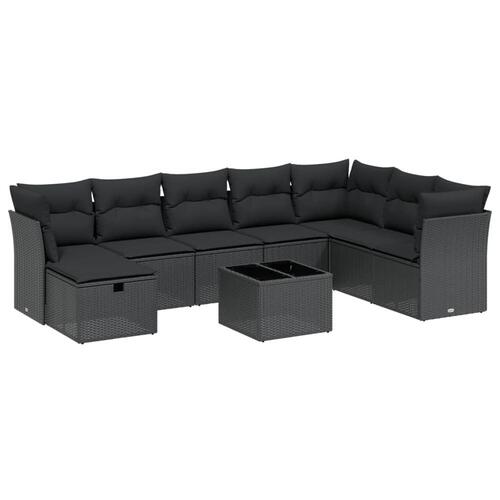 Sofasæt til haven 9 dele med hynder polyrattan sort