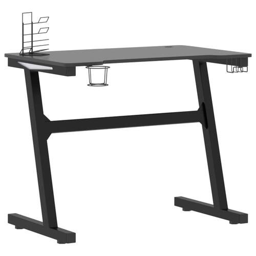 Gamerbord med LED og Z-formede ben 90x60x75 cm sort