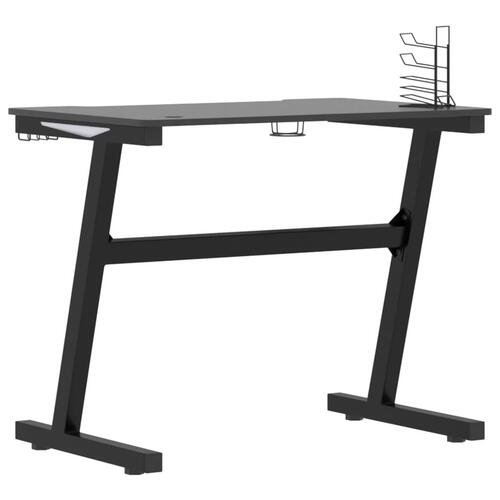 Gamerbord med LED og Z-formede ben 90x60x75 cm sort