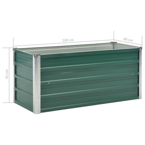 Forhøjet plantekasse 100x40x45 cm galvaniseret stål grøn