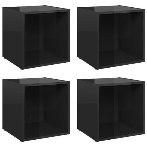 Tv-borde 4 stk. 37x35x37 cm konstrueret træ sort højglans