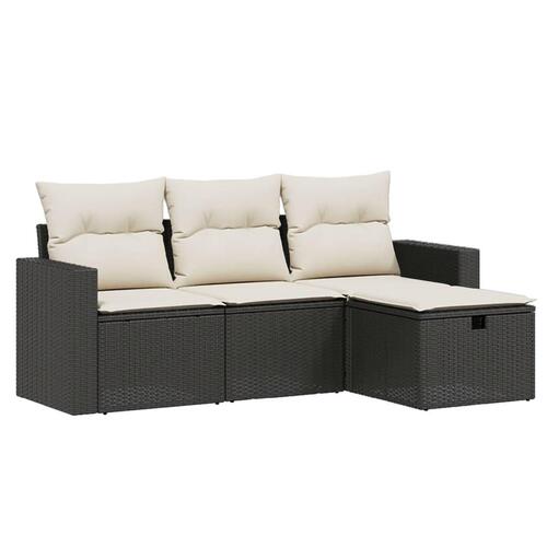 Sofasæt til haven 4 dele med hynder polyrattan sort
